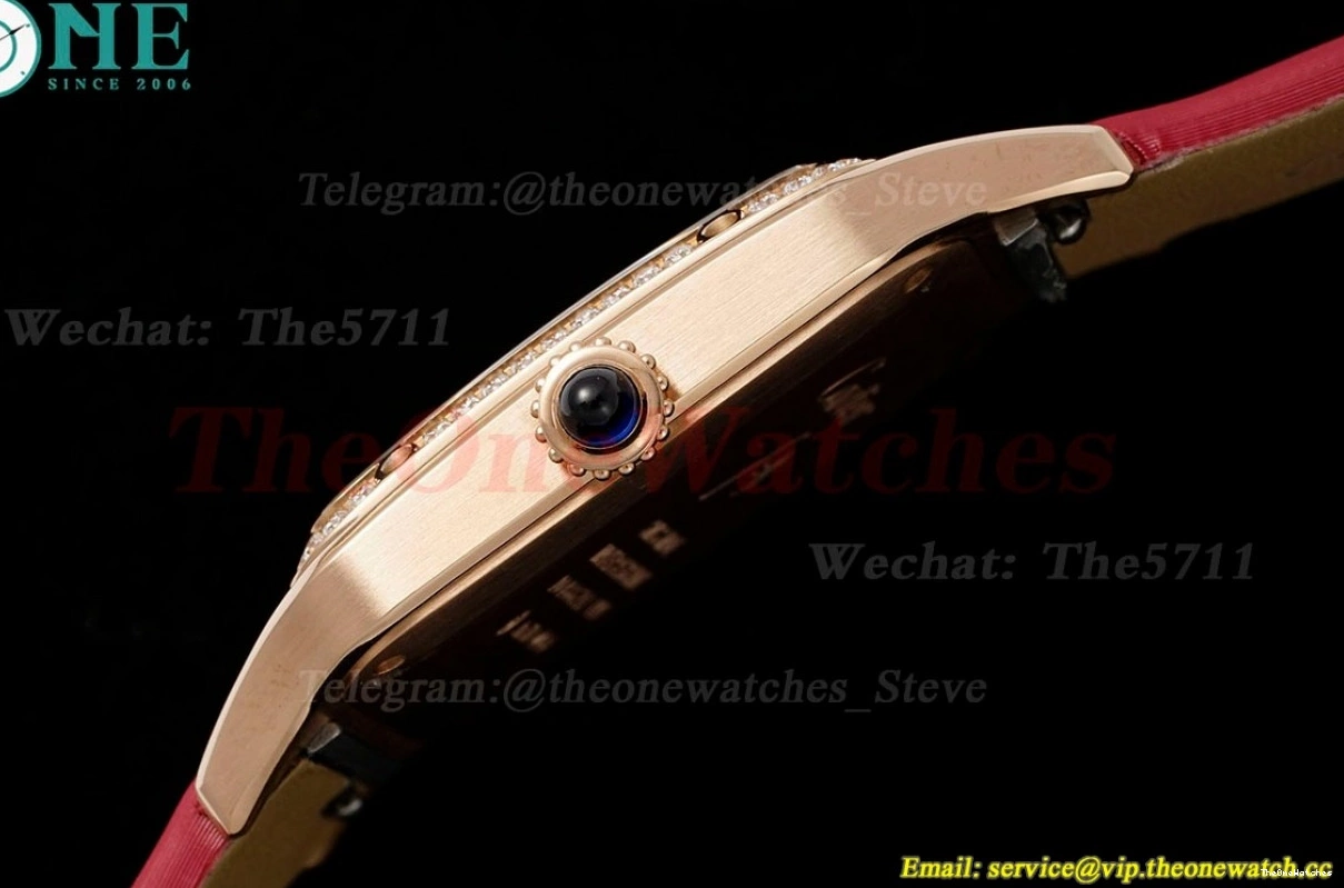 Dumont RG SA AF Quartz Santos Dial Dia Silver Red 0308